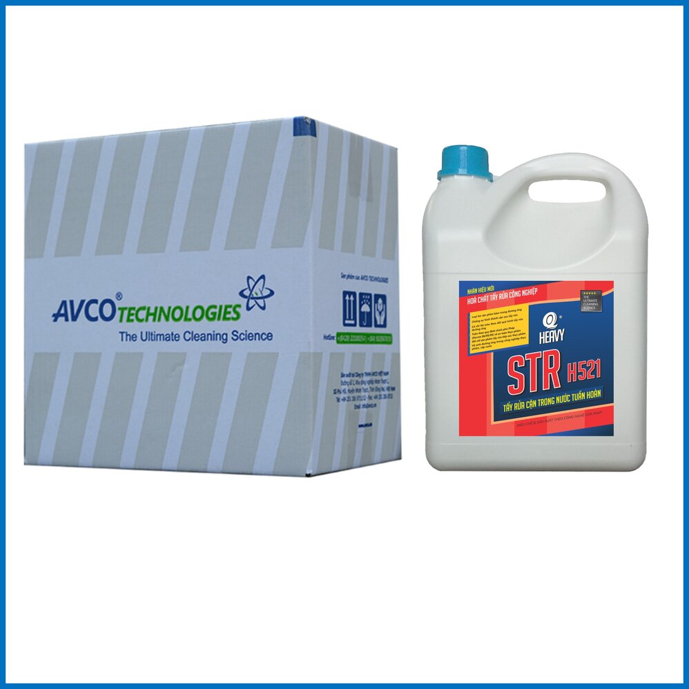 Chất tẩy rửa cặn trong nước tuần hoàn AVCOChem - STR H-521 - Thùng carton (4 x can 4 lít) - Hàng Chính Hãng