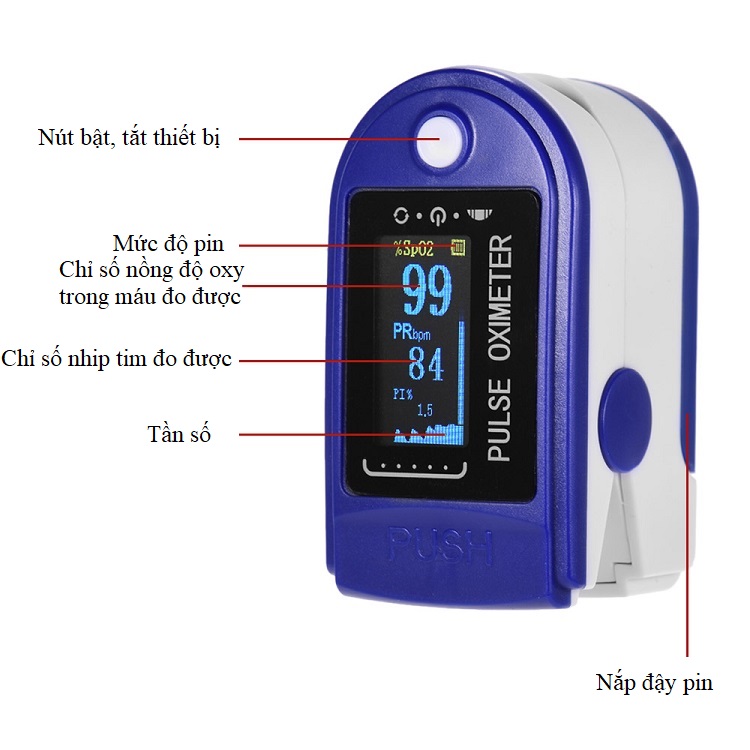 Thiết bị đo nồng độ oxy trong máu và đo nhịp tim - Loại cầm tay cho kết quả đo nhanh và có độ chính xác cao