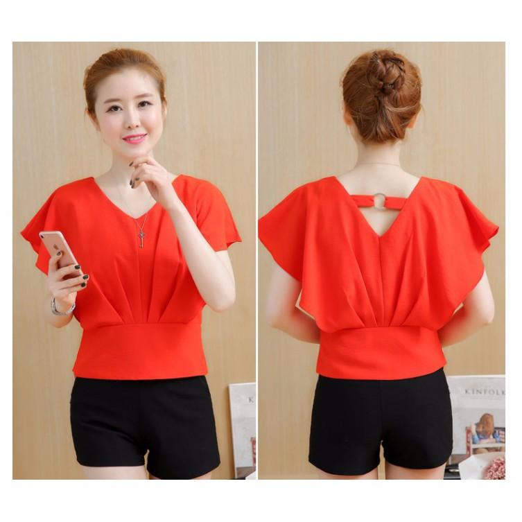 Áo kiểu 2 lớp xếp ly sang chảnh
