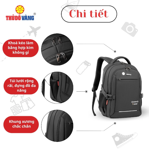 757 THỦ ĐÔ VÀNG Balo Nam Nữ size trung Đi Làm, Đi Học, Đi Du Lịch chứaLaptop 16 inch chống sốc BL757