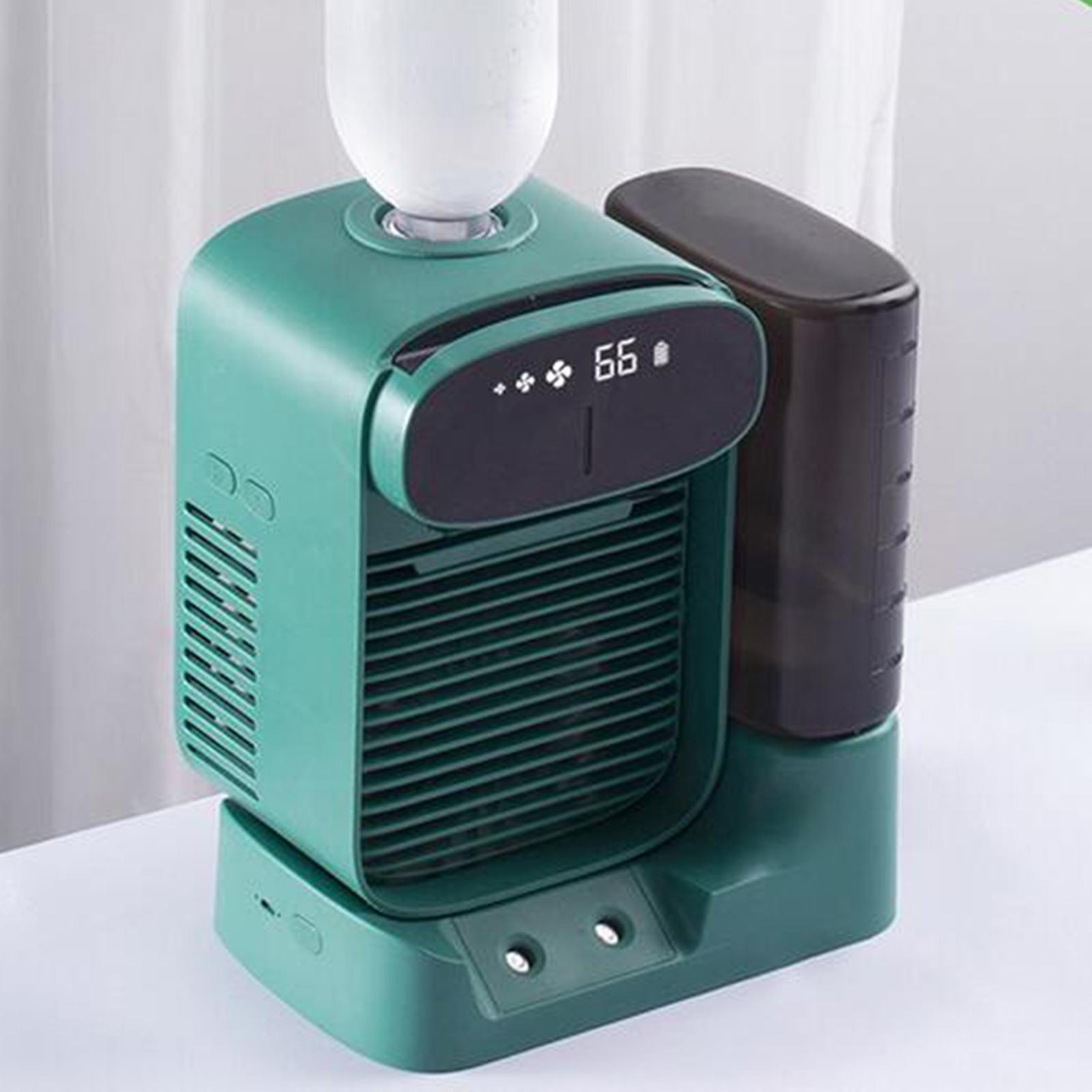 Portable Air Conditioner Cooler, Noiseless Fan USB Rechargeable Desk Fan with 3 Speeds, LED Display, Office Cooler Humidifier for Home Dorm Car