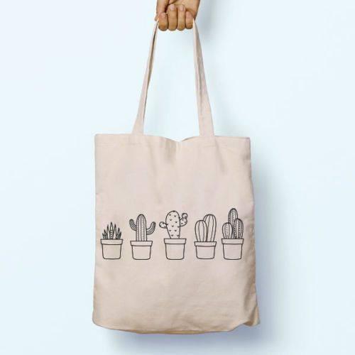 Túi vải tote nam nữ CANVAS in hình xương rồng 22278