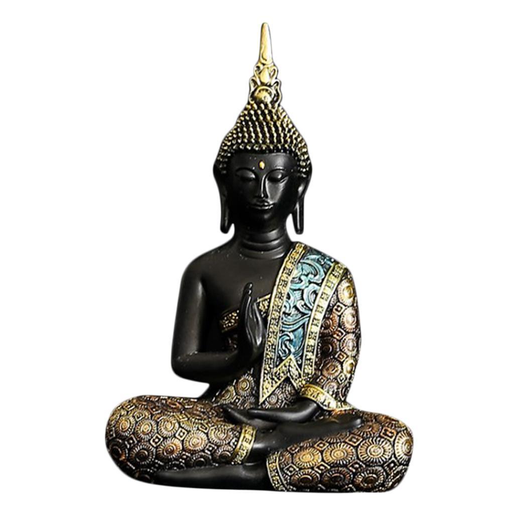 Thai Resin Buddha Meditating Statue Figurine Sculpture Ornaments  Office