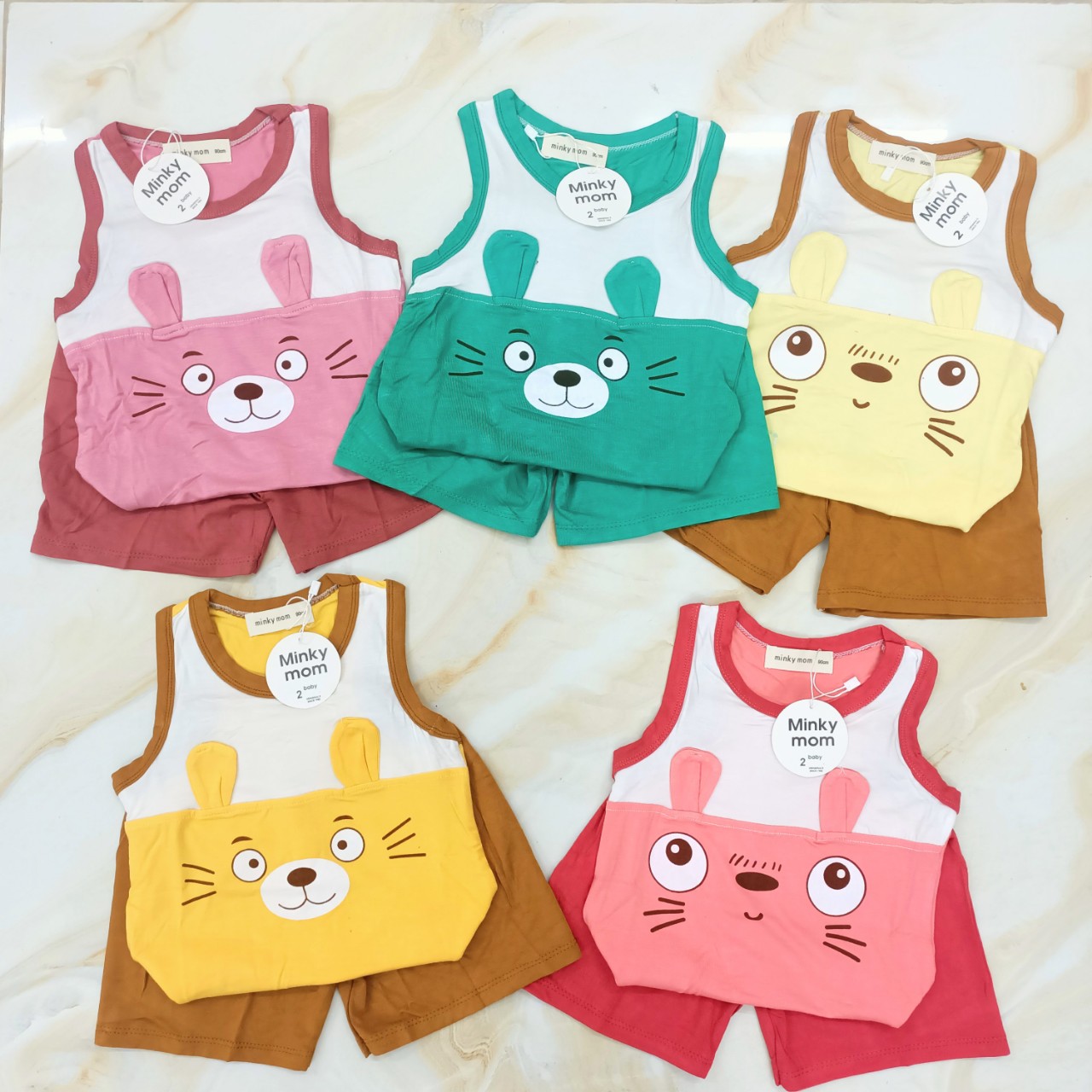 Bộ ba lỗ THUN LẠNH MINKY MOM In Hình Toàn Thân Dễ Thương Cho Bé từ 6kg - 16kg