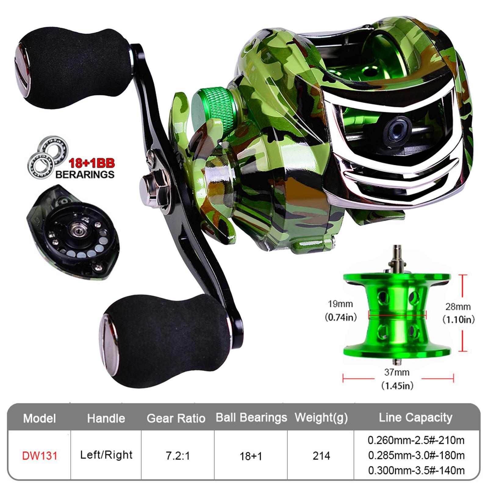 Baitcasting Reels 7:2:1 Fishing Reel 18+ Bearings for Salmon Catfish Right