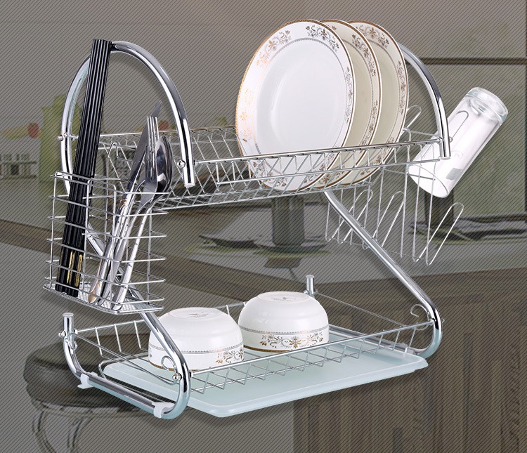 Giá để chén bát nhà bếp 2 tầng chất liệu không rỉ cao cấp