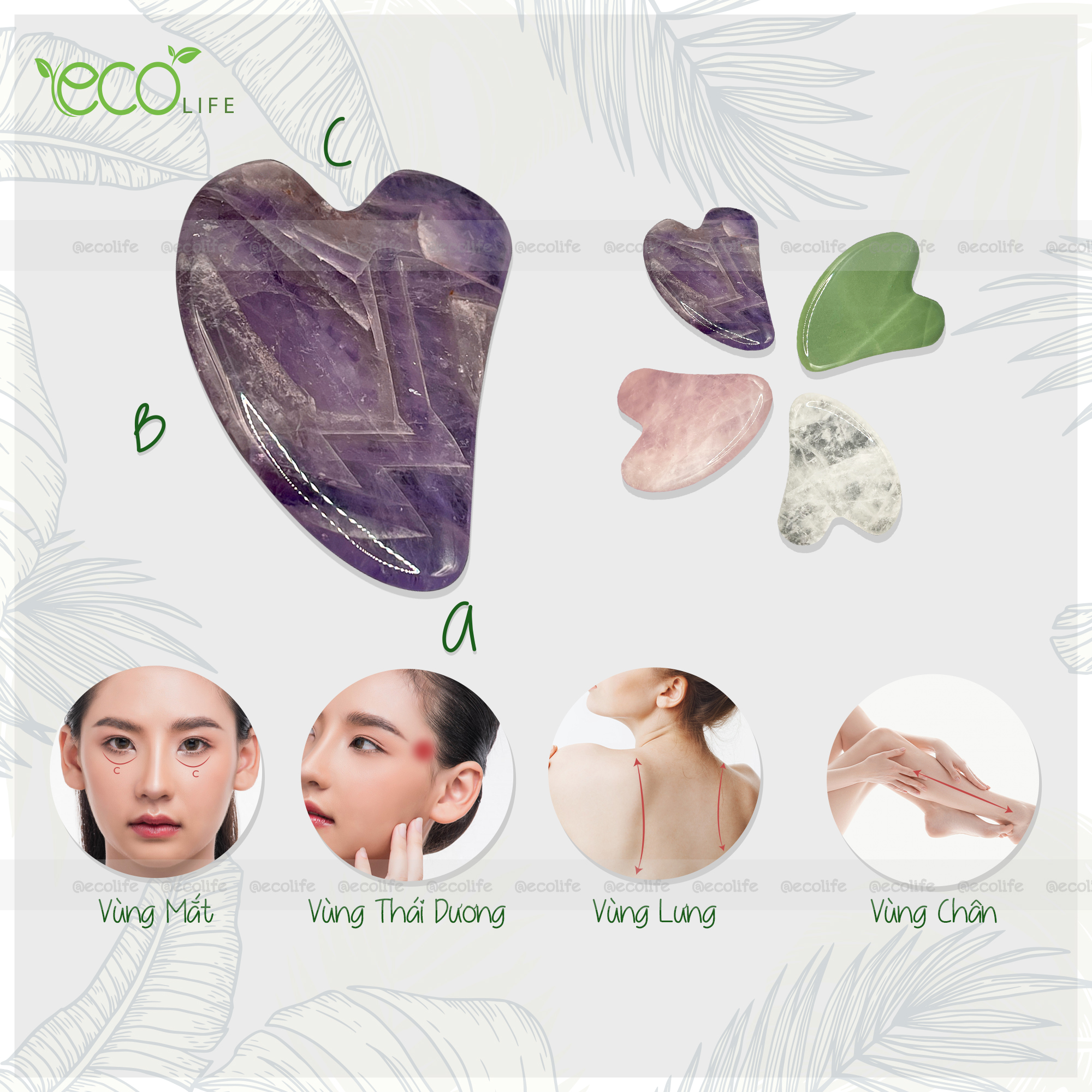 Guasha massage chất liệu đá thạch anh hồng tự nhiên