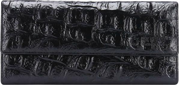 Ví Nữ Da Bò Vân Cá Sấu Lớn 3 Gấp Huy Hoàng HT3152 - Đen