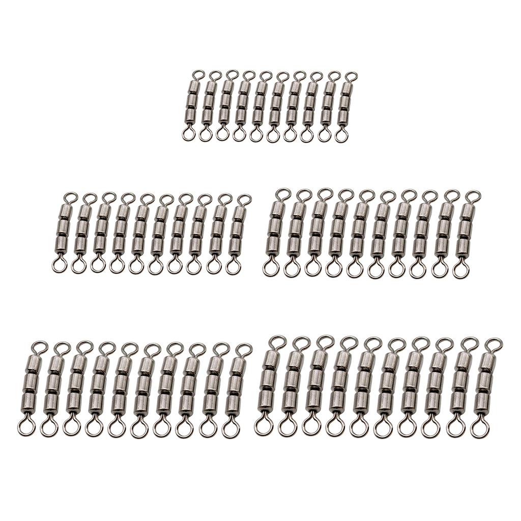10pcs Fishing Triple Rolling Swivels Solid Ring Hook Line Connector 02