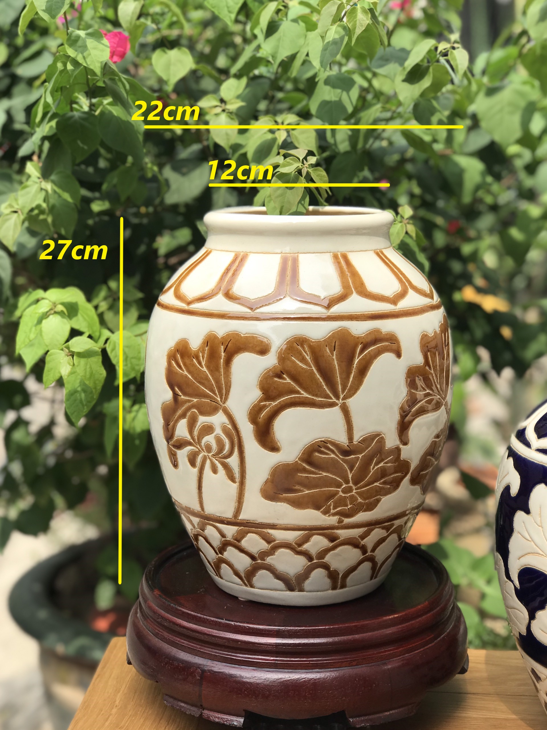 BÌNH HOA CON CÁ VÀ SEN GỐM SỨ NAM BỘ