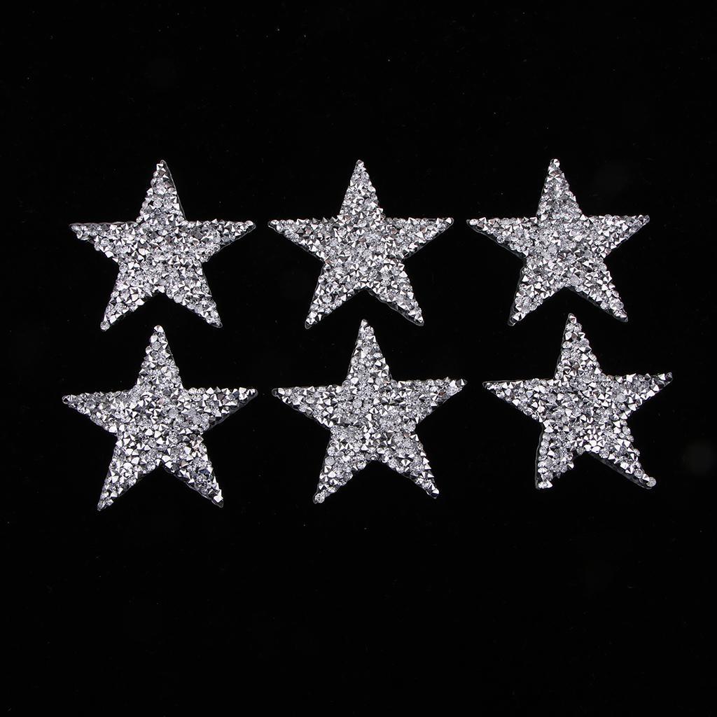 6Pcs Star Sew On Iron On Patch Badge Fabric Bag Clothes Applique Transfer
