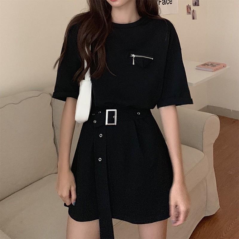 Đầm thun tay lỡ kèm belt cá tính mẫu 2021