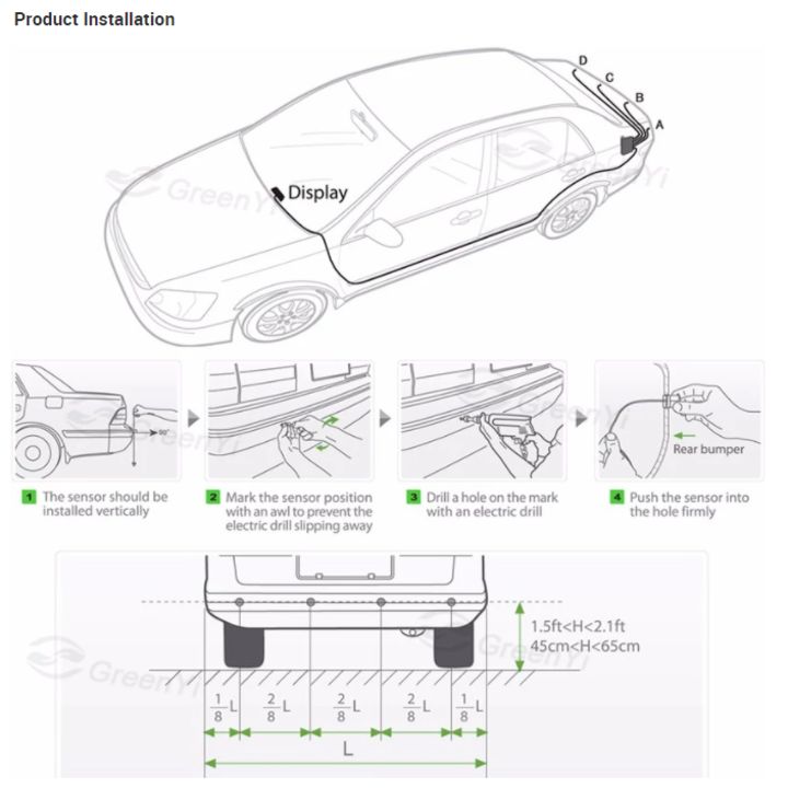 Bộ cảm biến hỗ trợ lùi xe ô tô P500 tích hợp 4 cảm biến sóng siêu âm