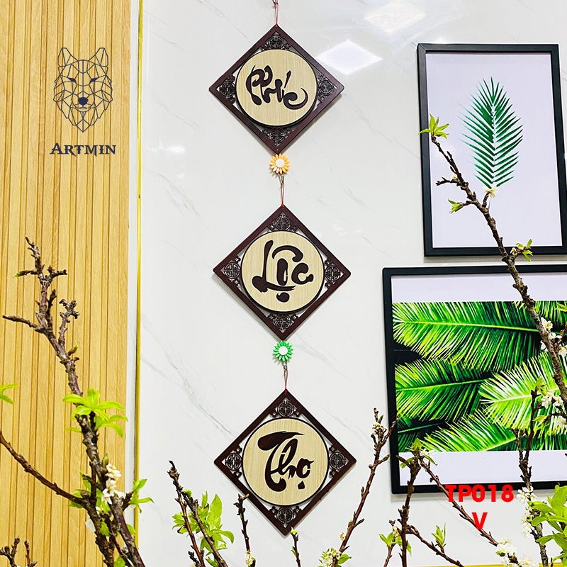 Chữ Phúc Lộc Thọ Thư Pháp - Bảng Gỗ Decor - Trang Trí Nhà Cửa - Tết