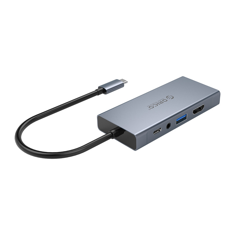 Hub USB Type-C 5 Cổng HDMI 4K 30Hz/ VGA 1920 * 1080P 60Hz/ USB 3.0 5Gbps/PD 60W Max/ AUDIO ORICO MC-U501P-GY - Hàng Chính Hãng