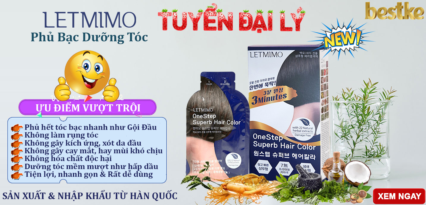 Gói gội đen tóc dưỡng mượt tóc, nhuộm phủ bạc, thuốc nhuộm tóc Letmimo, Nâu Tự Nhiên-3N gói 24g, bestke