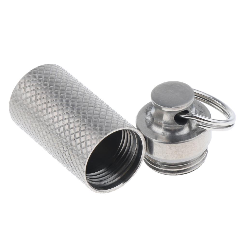 Portable Pill Case, Titanium Waterproof Pill Box Dispenser Keychain for Vitamins Tablets Capsules Storage Organizer Bottle