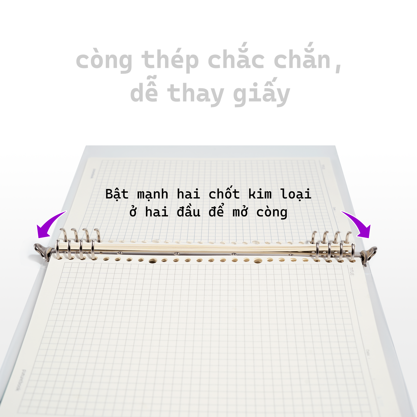 Sổ còng binder 8 chấu Aibasic A5 A4 B5, kèm ruột giấy refill, làm sổ tay planner ,phong cách hàn quốc FUTUREBOOK