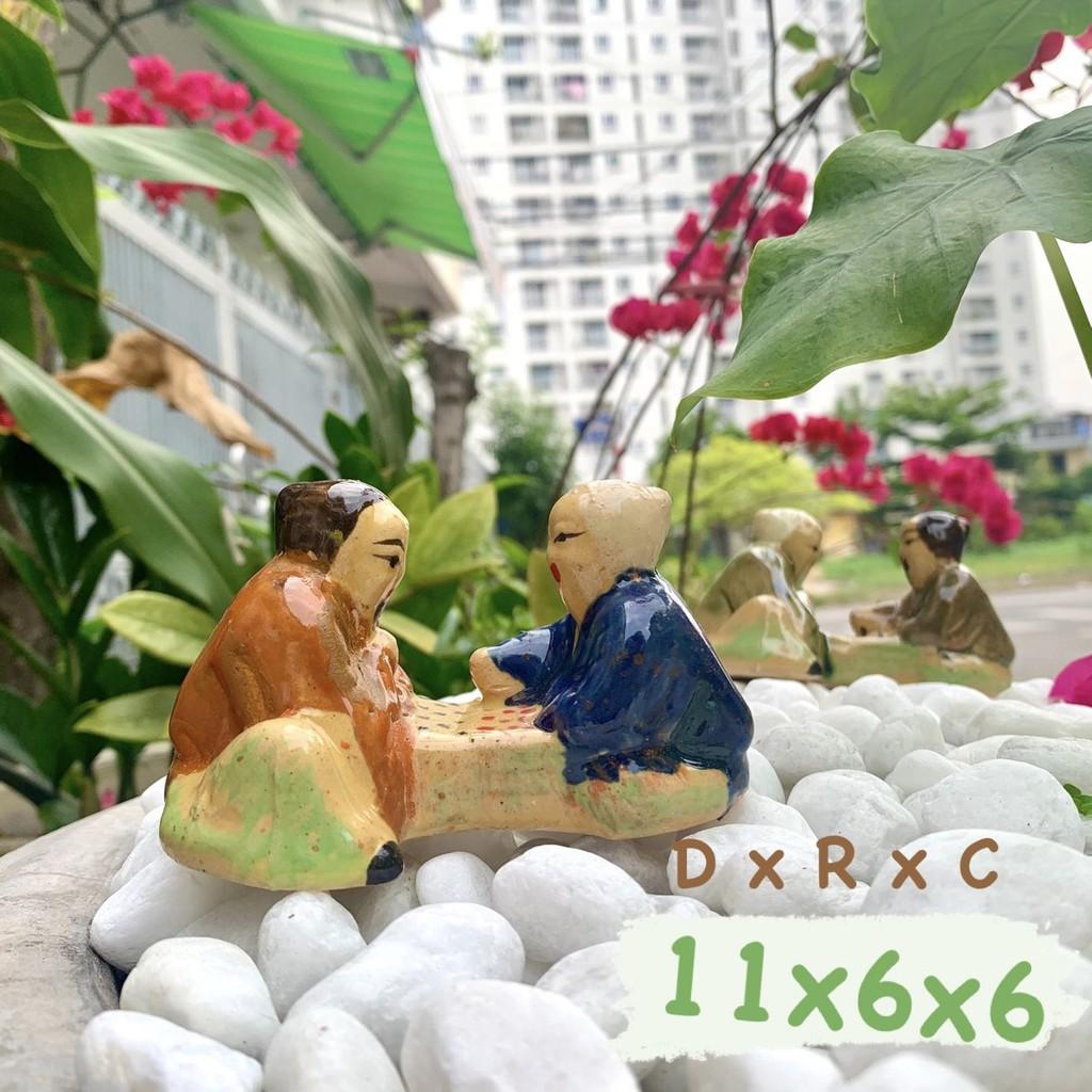 Ông Lão Đánh Cờ Sứ Tráng Men Trang Trí Hồ Cá, Bể Cá-Hòn Non Bộ