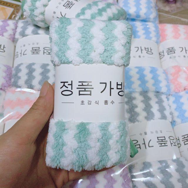 Khăn mặt lông cừu xuất hàn vân kẻ sọc