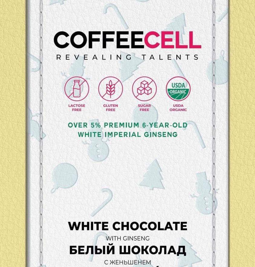 Socola Trắng Premium Với Quả Mâm Xôi Và Nhân Sâm Trắng Thượng Hạng COFFEECELL (20 gói x 15g) - Vị ngọt quyến rũ không chứa calo - Hàng Chính Hãng