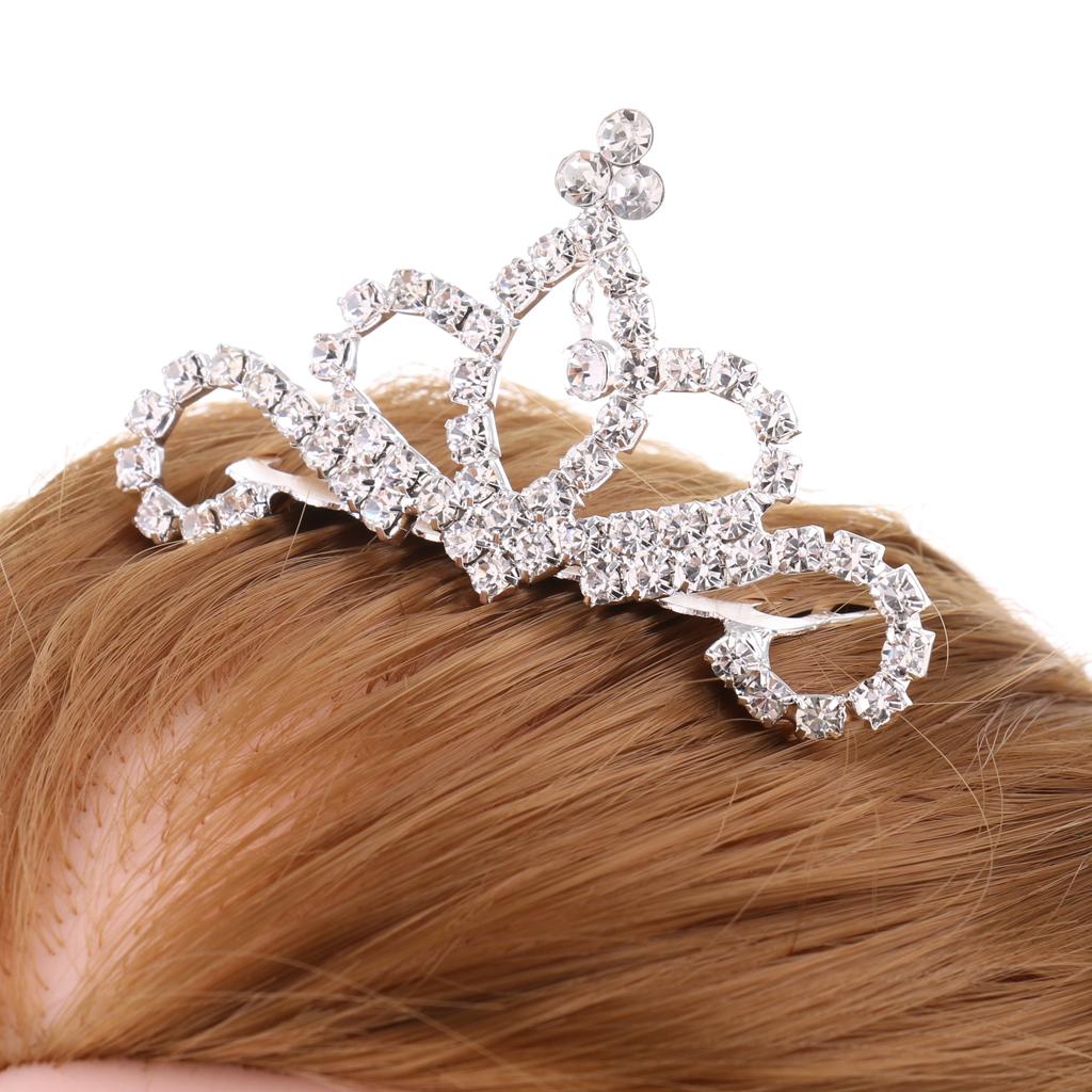 Princess Crown Tiara Crystal Hair Comb Wedding Bride Girls Hair Accessory #1