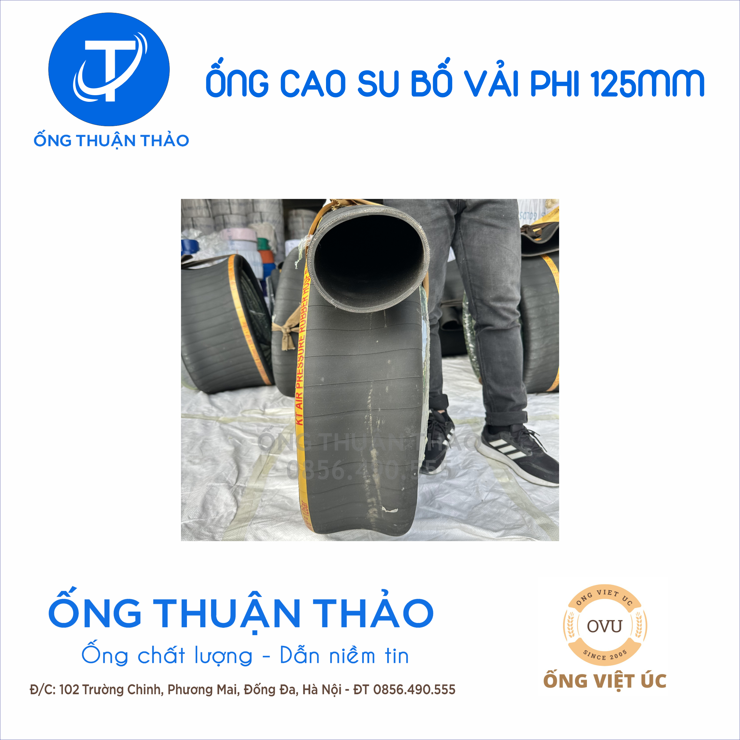 Ống cao su bố vải KT phi 125MM CUỘN 10 MÉT Nhập Khẩu - Ống Chống Phá Chống Nổ THUẬN THẢO