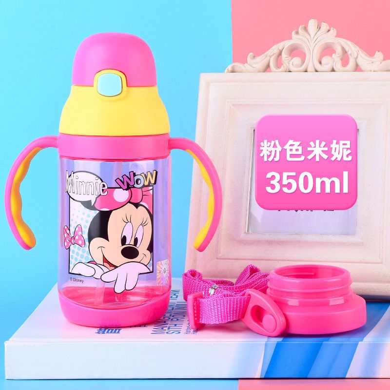 Bình nước ống hút đeo chéo cầm tay tritan cao cấp Disney Minnie 350ml cho trẻ em 5852