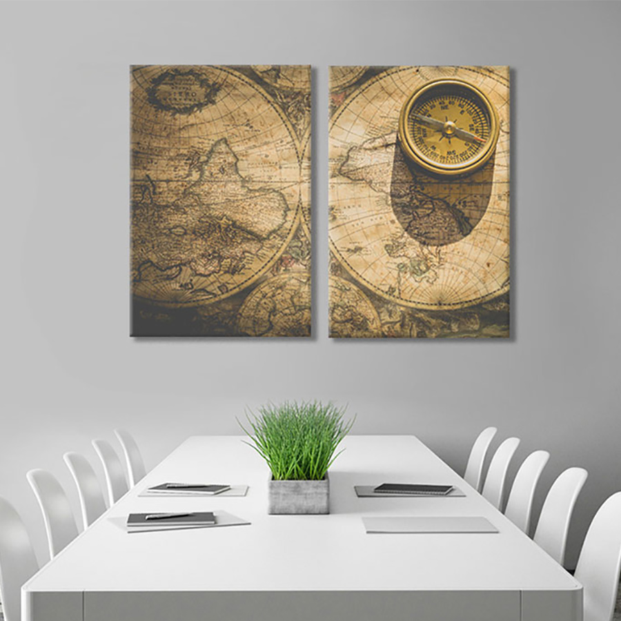 Bộ 2 Tranh Canvas World Map - W98