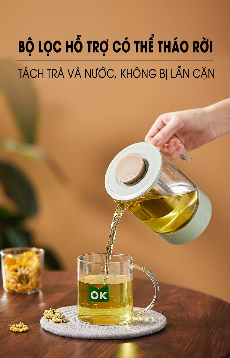 Ấm Điện Thủy Tinh Đa Năng Mokkom MK-389 Hàng Chính Hãng