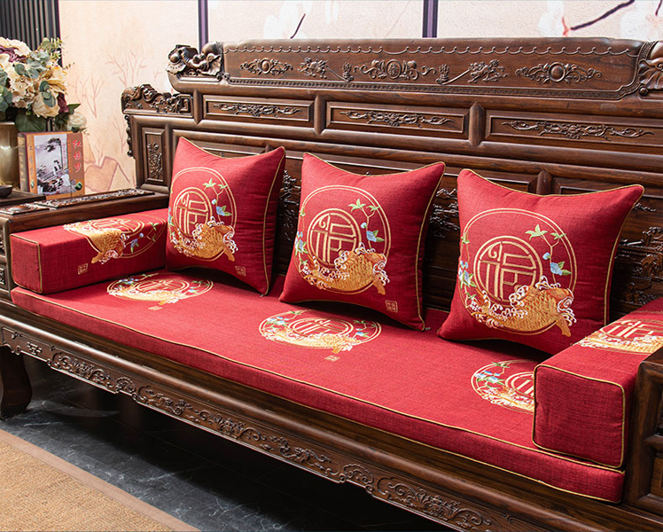 GỐI TỰA LƯNG SOFA,TỰA LƯNG VĂN PHÒNG PHONG CÁCH TÂN CỔ ĐIỂN CÁ CHÉP 45x45CM
