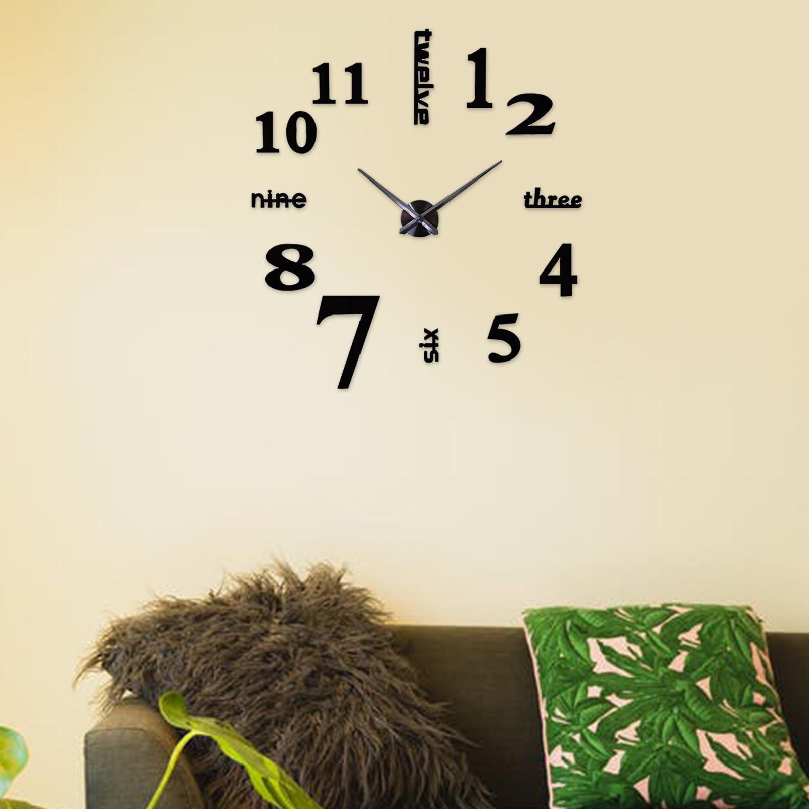 Modern Wall Clock Acrylic Frameless Decal Digital Clock Hanging DIY Silent for Kitchen Office Bedroom Farmhouse Ornament