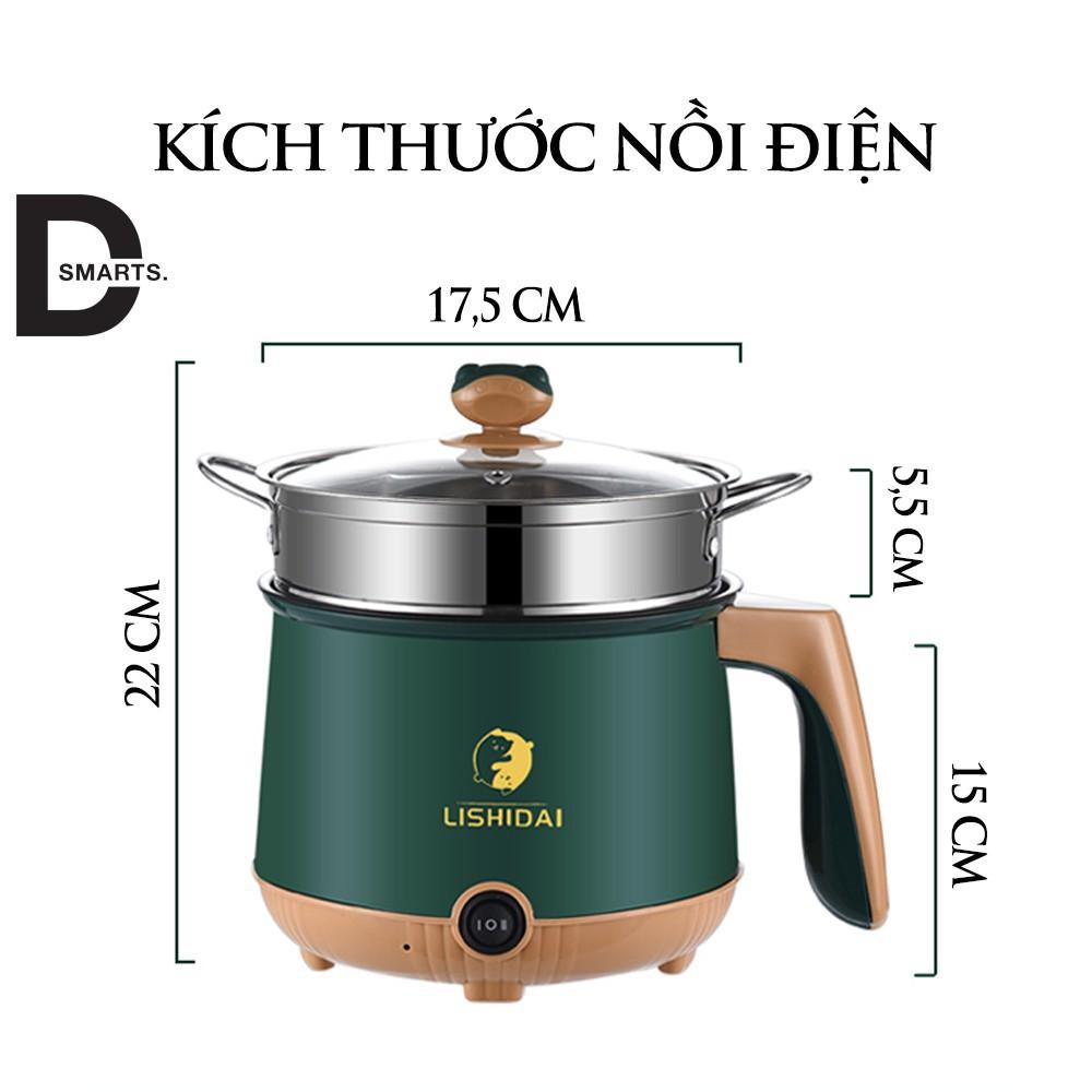 Nồi Lẩu Điện Mini 18CM Kèm Giá Hấp Inox, Ca Nấu Mì Đa Năng 2 Nấc Nhiệt Hấp, Nướng, Luộc, Chiên Xào Đa chức năng Cao Cấp