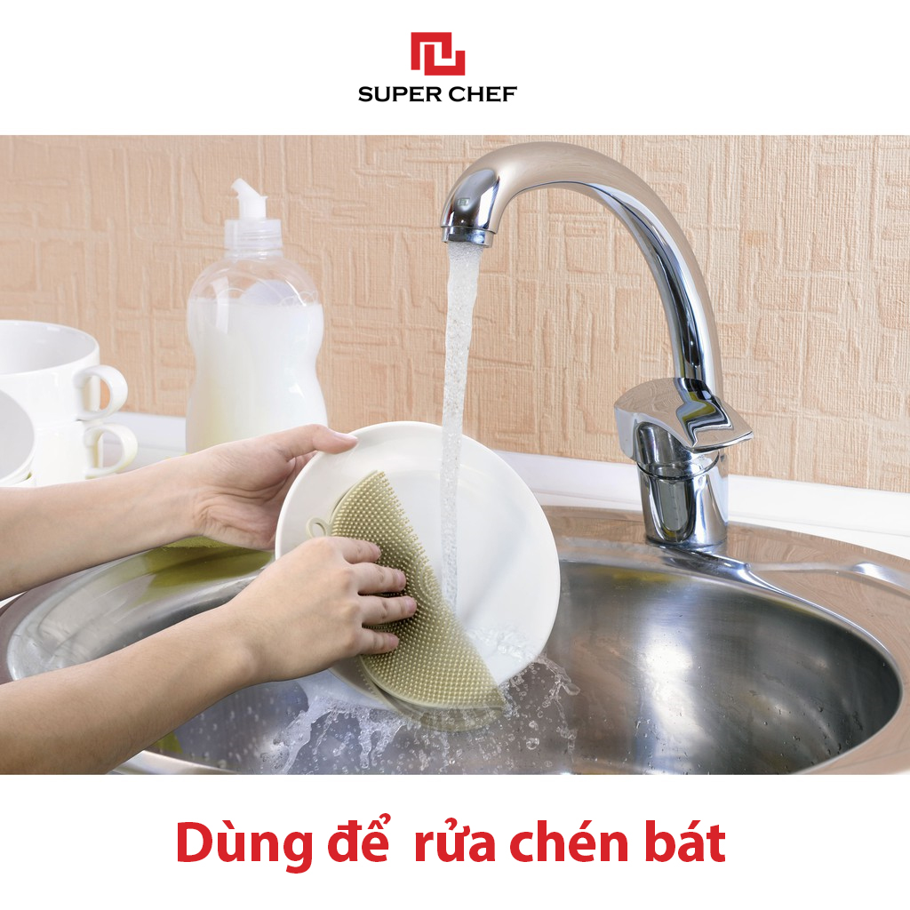 Miếng Lót Nồi Chảo Silicon Đa Năng 3 Trong 1 ( Lót nồi, Nhấc nồi, Rửa Chén Bát) Super Chef Mềm Dẻo Chiu Nhiệt, Siêu Bền Bỉ, Tiện Lợi Và Bắt Mắt