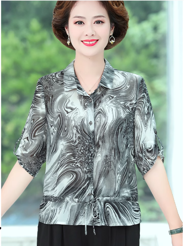 Áo Sơ Mi  Voan Sang Trọng Cho Mẹ SM47 - Hàng Quảng Châu Cao Cấp