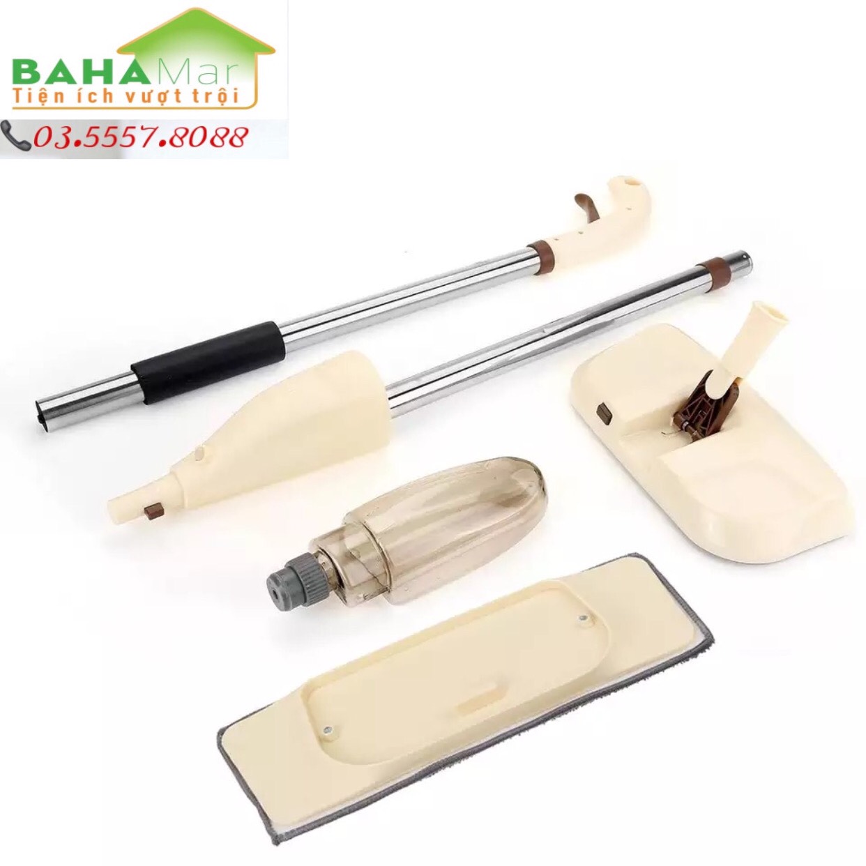 CÂY LAU NHÀ MA THUẬT 4 TRONG 1 "BAHAMAR" chỉ cần 1 cây lau đủ chức năng quét, hót, xịt nước làm ẩm và lau sạch sàn nhà