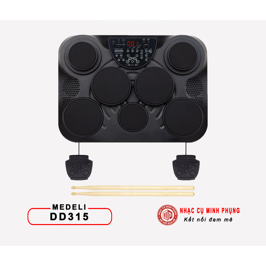 Bộ trống điện tử cao cấp/ Portable Drums/ Electronic Drum Kits/ Compact Digital Drums - Table Drums - Medeli DD315 - 7 pads - Hàng chính hãng