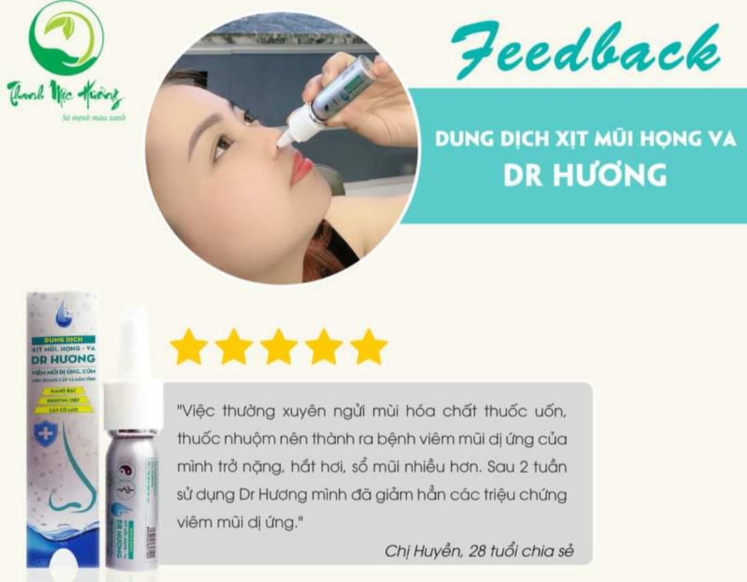 Xoang mũi dung dịch xịt mũi họng VA Dr Hương Thanh Mộc Hương 15ml