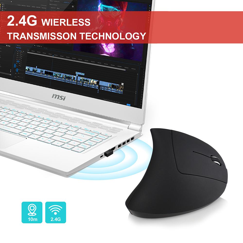 Chuột dọc có thể sạc lại không dây YWYT 2.4G 3 mức DPI có thể điều chỉnh