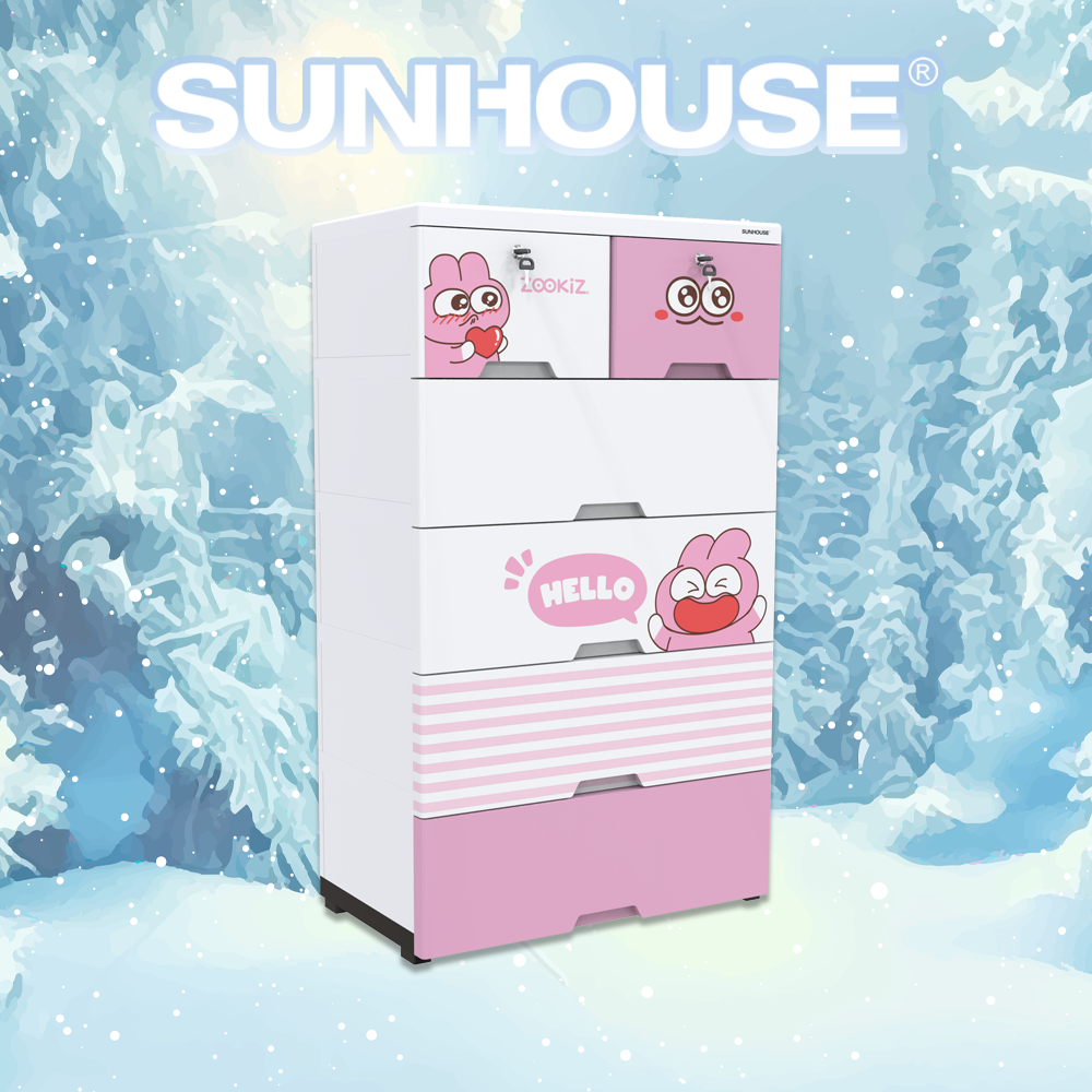 Tủ nhựa trẻ em 6 ngăn Happy Kids SUNHOUSE KS-CA688G6 - Hàng chính hãng