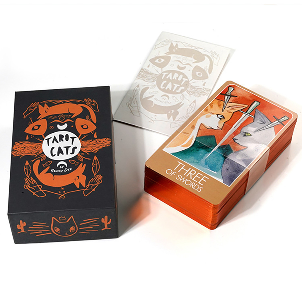 Mạ Cạnh Size Gốc] Bộ Bài Tarot Cats 78 Lá Bài 7x12 Cm Tặng Đá Thanh Tẩy