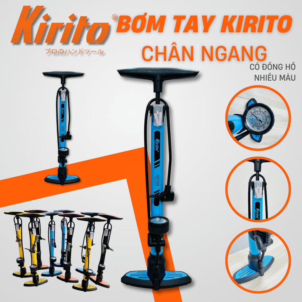 Bơm xe đạp, xe máy, ô tô thương hiệu Kirito nhật bản cao cấp mã 6038B - Bơm chân ngang KRT