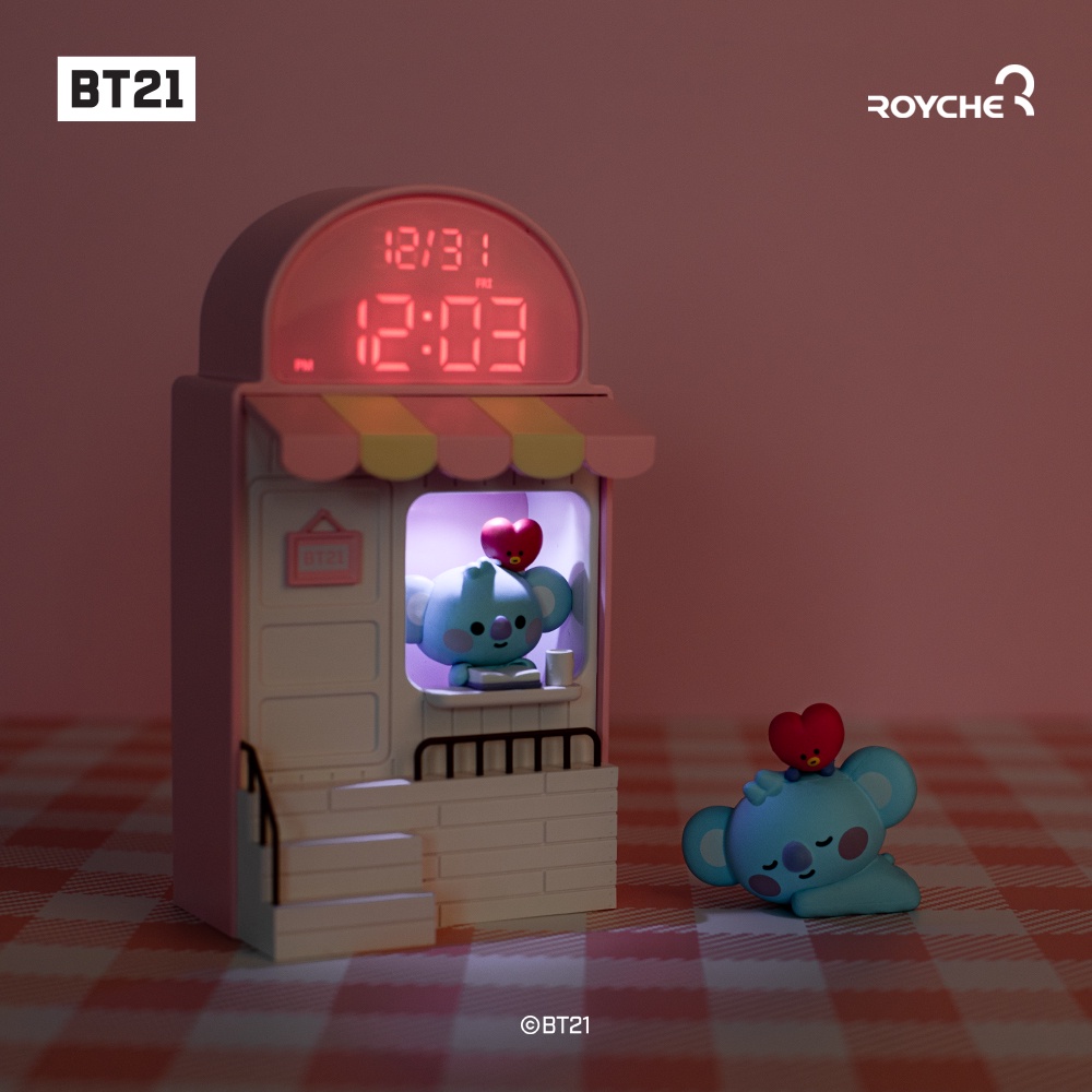 Đồng hồ điện tử BT21 My little buddy Digital Clock hình quán caffe có đèn led -Hàng chính hãng