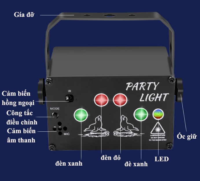 Đèn led laser hiệu ứng 3D, trang trí vũ trường, sân khấu, phòng karaoke, đèn cảm biến theo nhạc