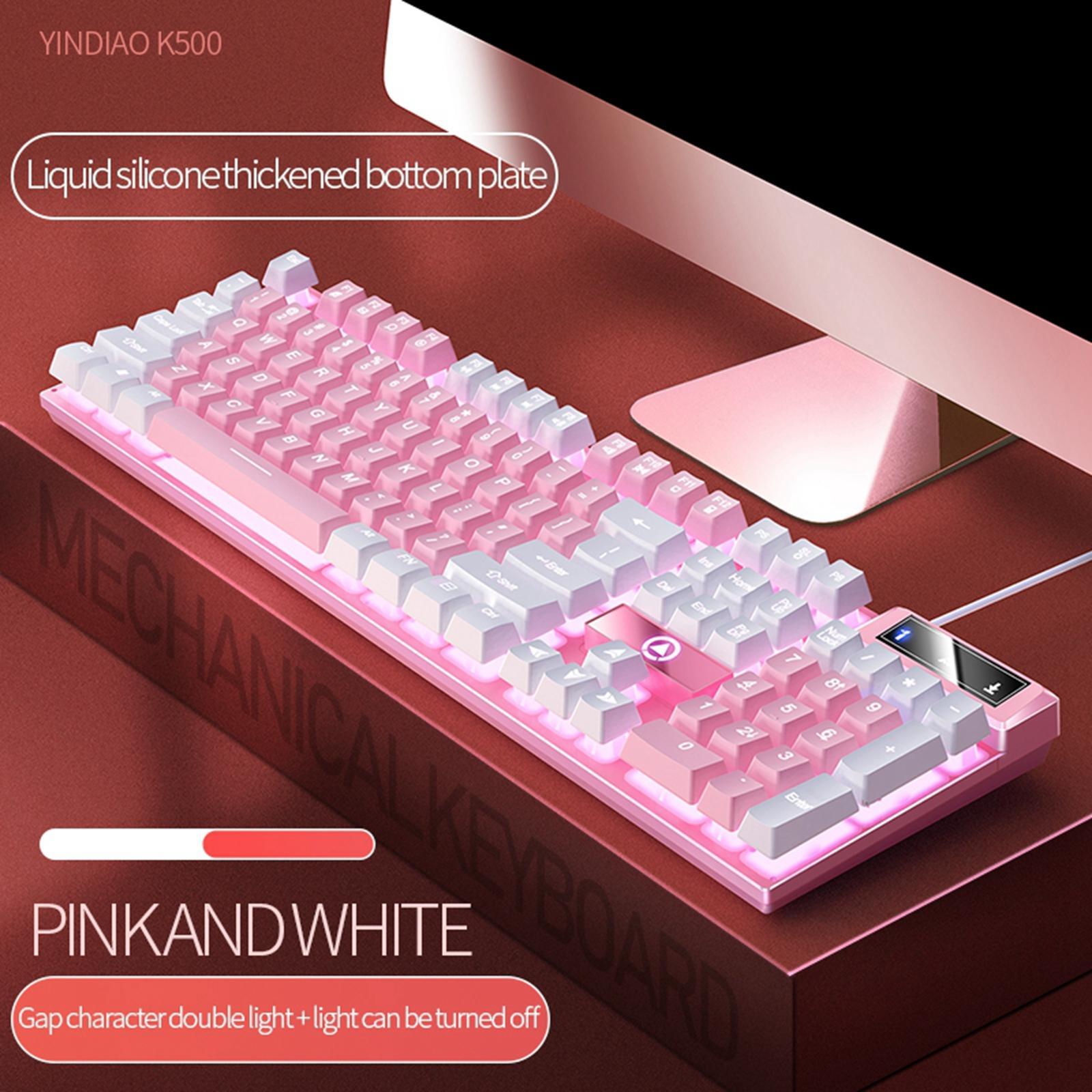 Mechanical Gaming Keyboard USB Multimedia Controls LED Lighting Effects for Computer Desktop