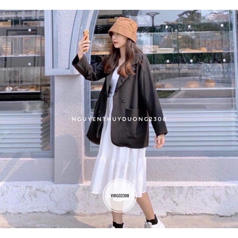 Áo blazer 1 lớp 4 cúc phong cách Hàn Quốc