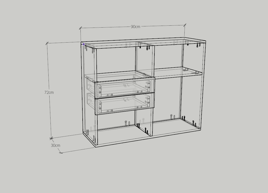 [Happy Home Furniture] WESLEY, Tủ trang trí - 2 hộc kéo ,  90cm x 30cm x 72cm ( DxRxC), THK_047