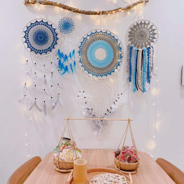 Set dreamcatcher 4 vòng sz lớn phụ kiện trang trí nhà cửa phong cách Vintage