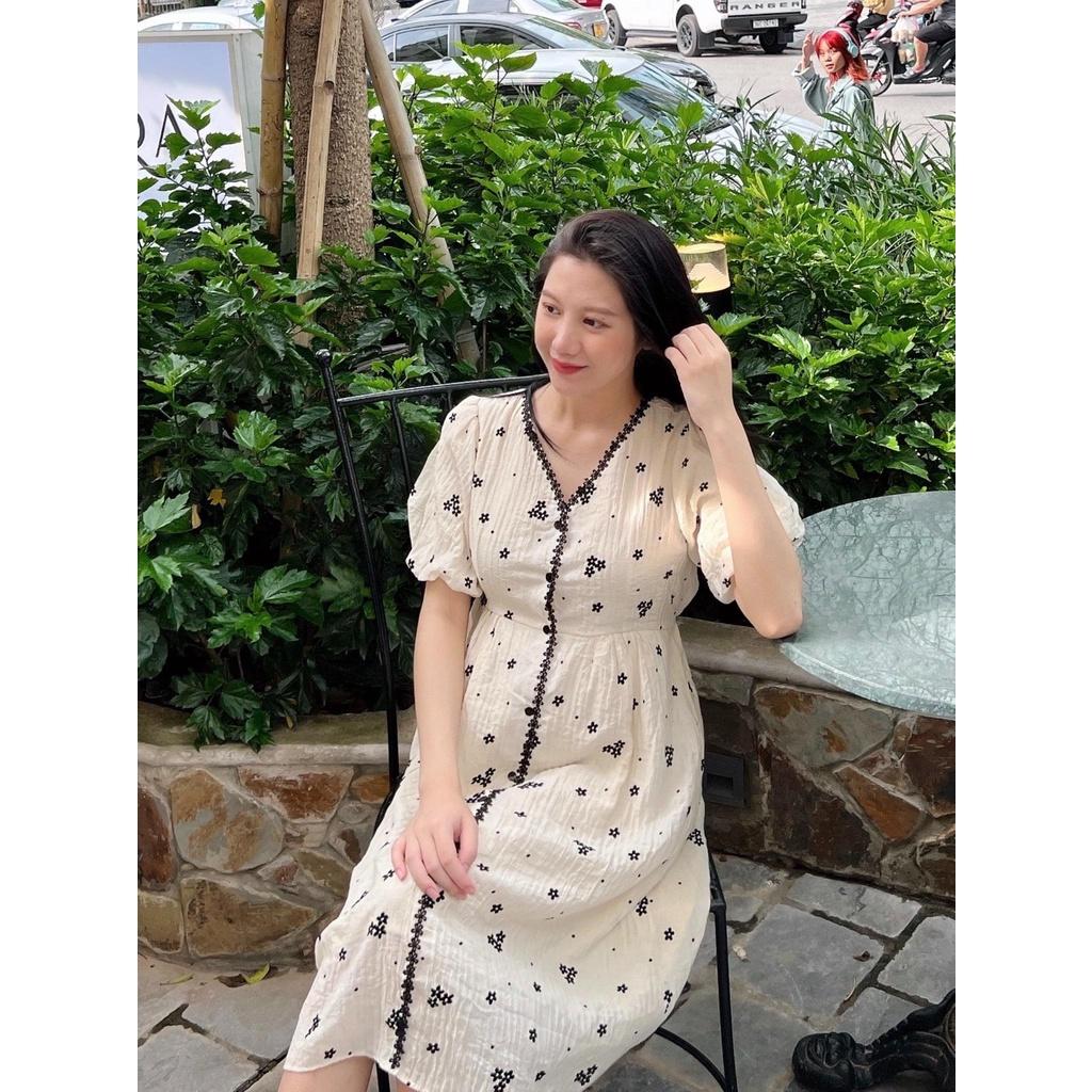 Váy Bầu Đẹp Phối Bèo Sang Trọng Mềm Mát Cho Mẹ Bầu Và Sau Sinh-đàm bầu hè