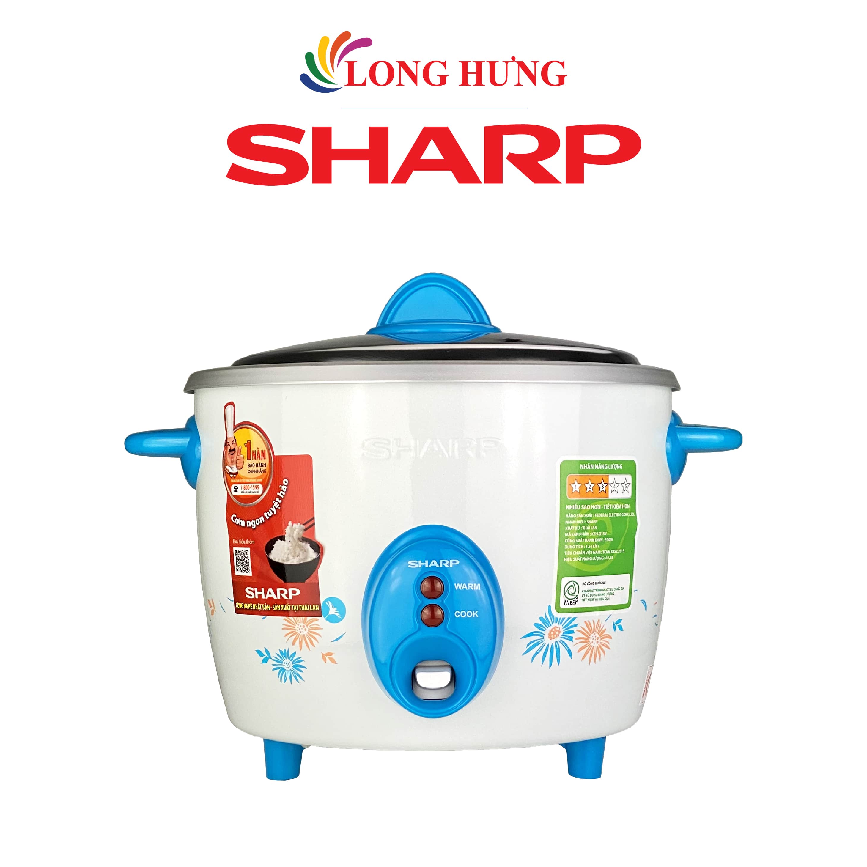 Nồi cơm điện nắp rời Sharp 1.5 lít KSH-D15V - Hàng chính hãng